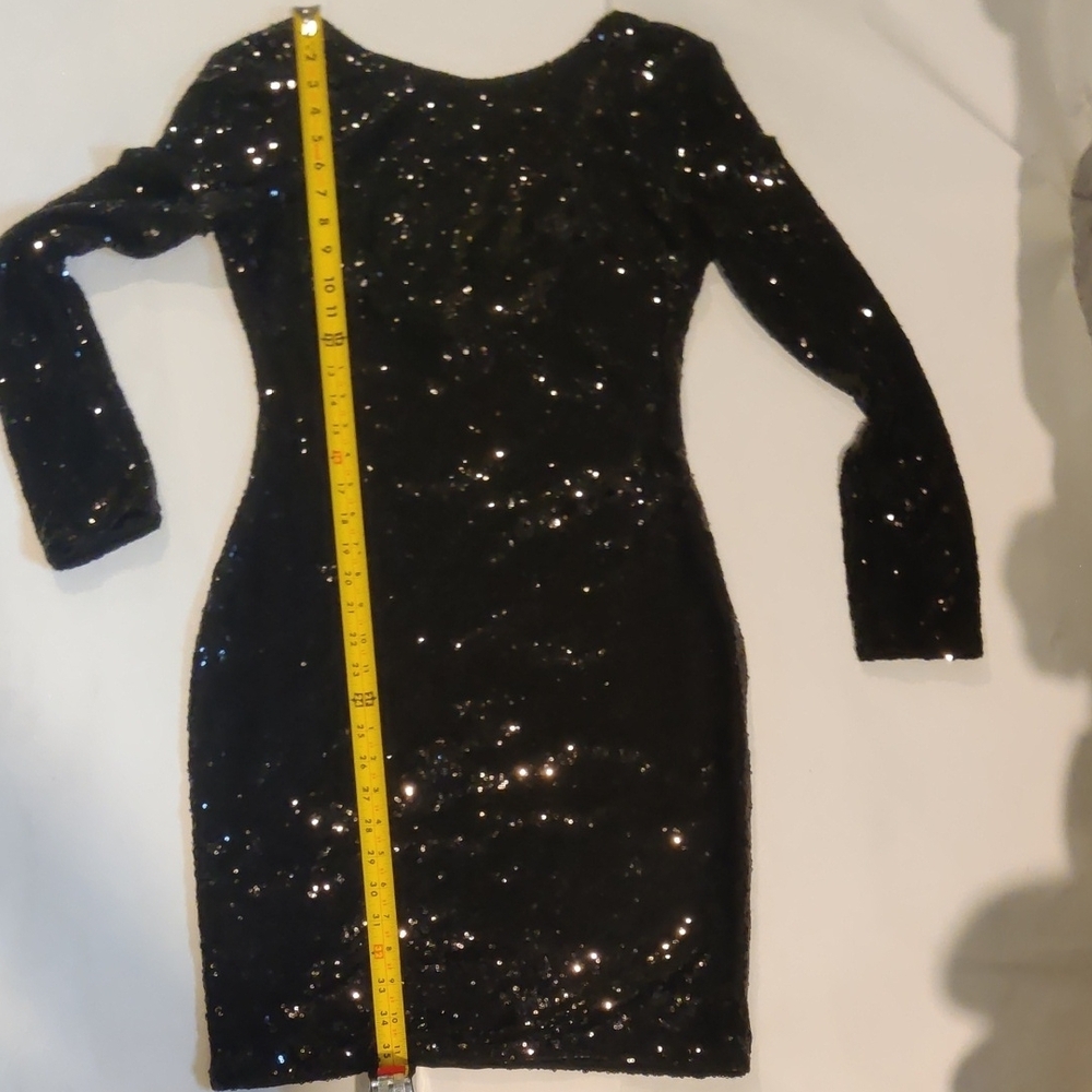 Fashion Nova Black Sequin Long Sleeve Dress - Picture 5 of 8